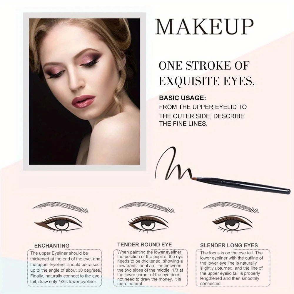 Rich Color Rendering Eyeliner Cream,Smudge Proof Waterproof Easy Coloring Makeup Cosmetic,( Brown, Blue Purple, Green And Black)