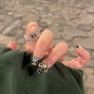 3D Leopard Print Nail Stickers Cute Kawaii Animal Print Gold Black Bow Nails Art Decals DIY Sexy Manicure Stickers Supplies