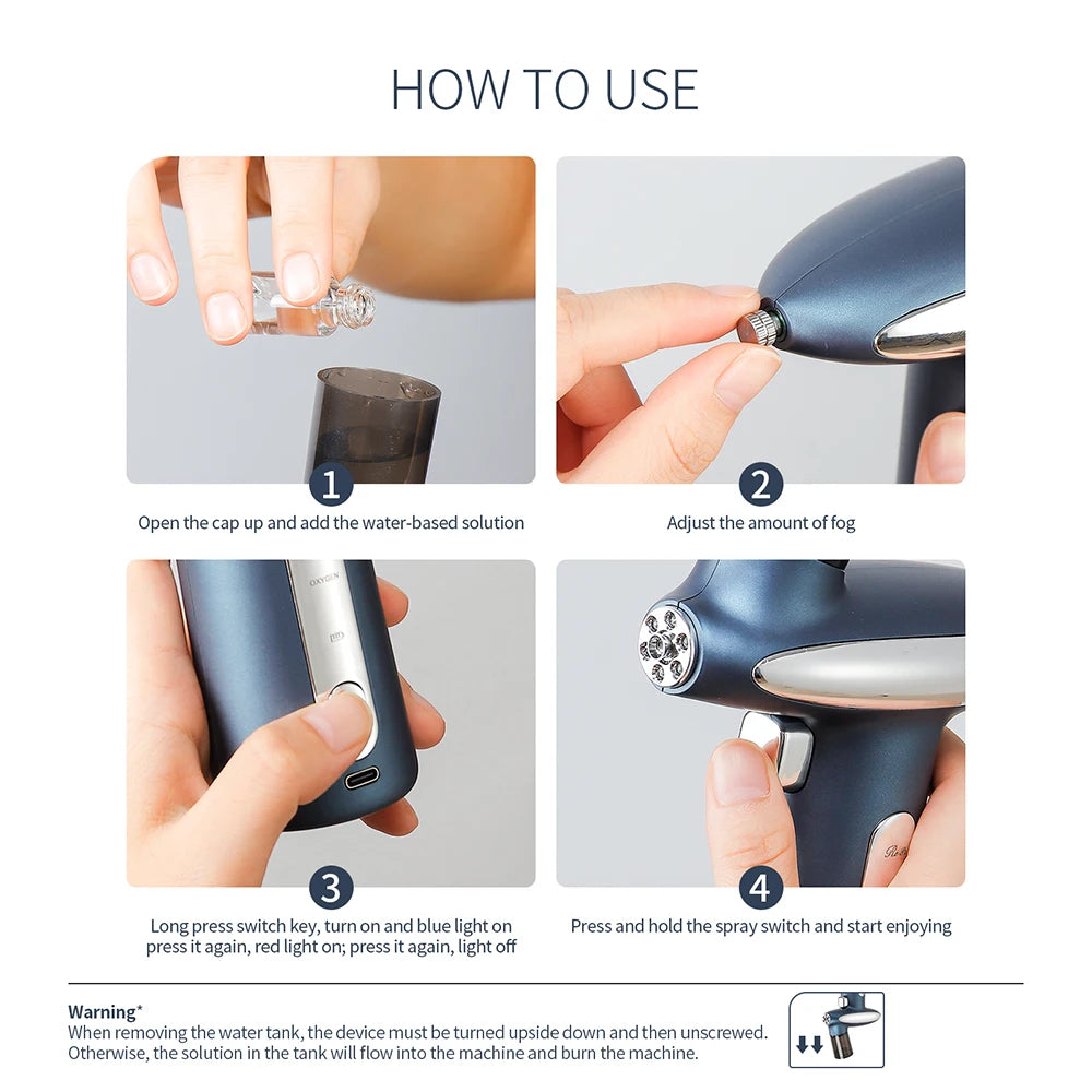 Red/Blue Photon Skin Hydrator Make Up Skin Moisturizing Nano Mist Sprayer Face Steamer Spray Airbrush Water Oxygen Injection