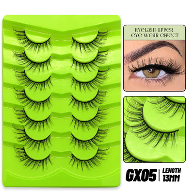 GROINNEYA Cat Eye Lashes Natural long Manga Lashes Faux Mink Eyelashes Winged End Eye Elongated Eyelashes Fake Lashes Soft