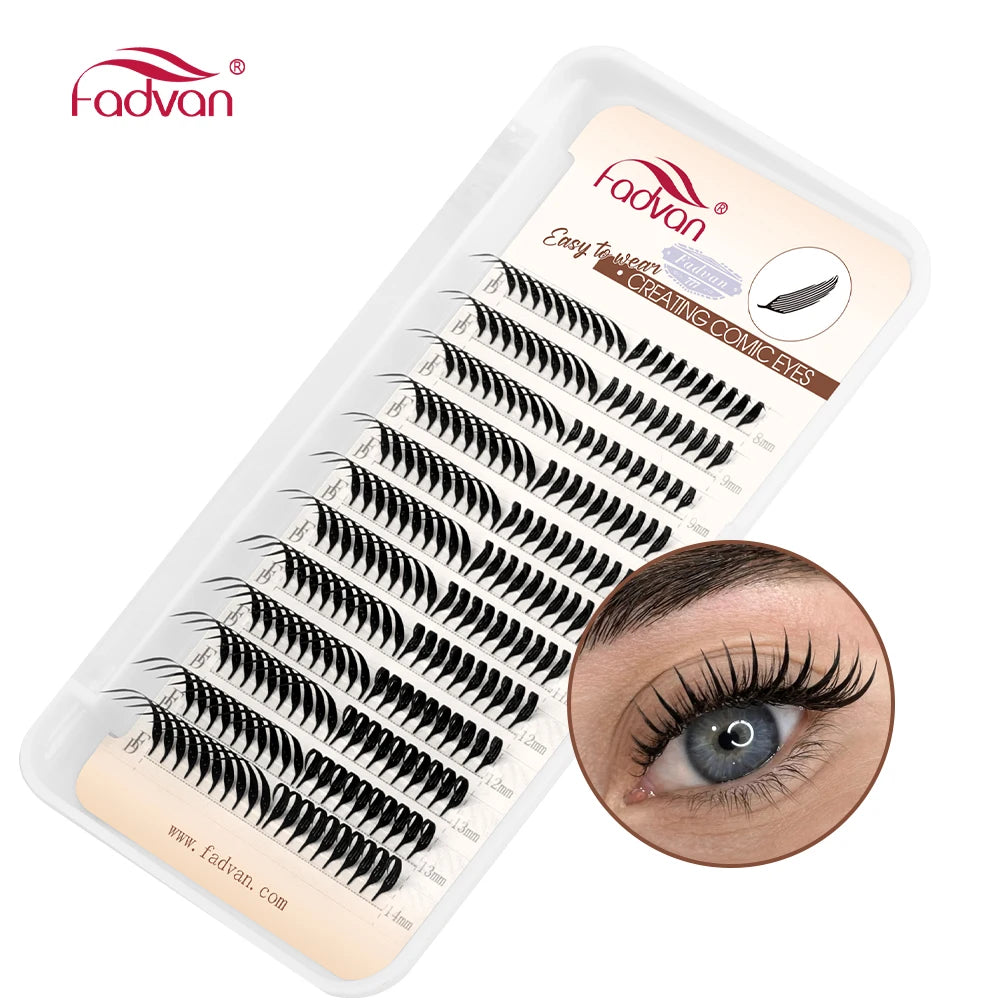 FADVAN D Curl Devil Comic Cartoon Spirit Style 8-14mm Heart Feather Spire Eyelash Extension Demon Tower Top 3D Light Lash