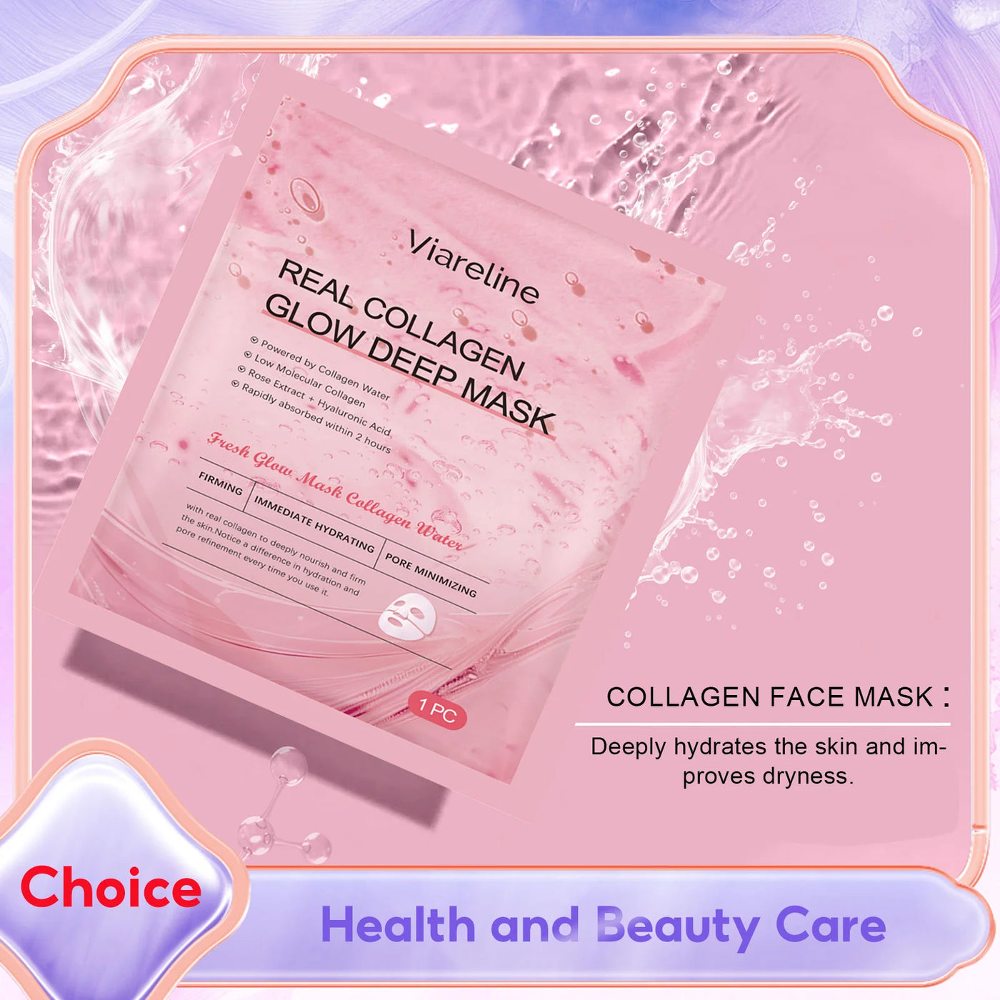 Collagen Hydrating Face Mask Pore Minimizing Anti Wrinkle Lift Firm Elasticity Enhancing Brightening Hyaluronic Acid Sheet Masks