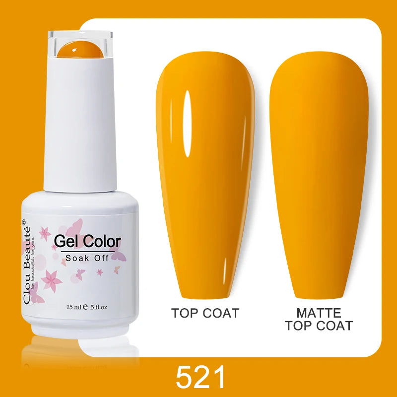 Clou Beaute Nail Gel Polish Kit 15ml Soak Off UVLED Nails Varnish Semi Permanent Nail Art Gels Lacquer Top Base Coat Gel Lacquer