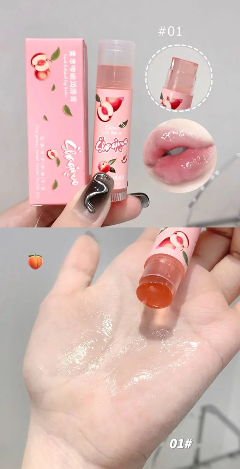 Jelly Fruit Lip Balm Plant Extract Moisturizing & Nourishing Lip Pomade Lasting Hydrating Lip Gloss Care Juicy Peach Lipsticks