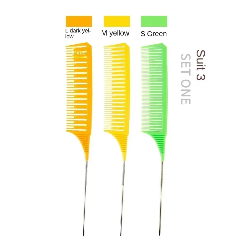 3pcs Hairbrush Hair Styling Combs Tailed Comb Set Coloring Dyeing Comb Salon Tool Sectioning Highlighting Weaving Cutting Comb