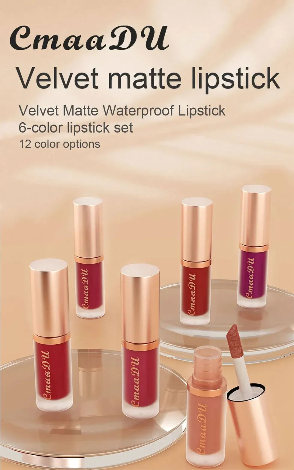 1pcs Waterproof Matte Velvet Lip Glaze Moisturizing Long Lasting Non-stick Cup Not Easy To Fade Lip Gloss Lipstick Makeup