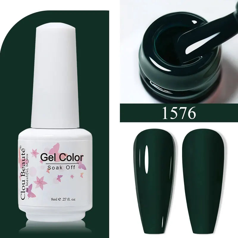 Clou Beaute 8ml Gel Polish Colorful Glitter UV Nail Gel Vernis Semi Permanent Glass Bottle Blue Green White Soak Off Gel Nail