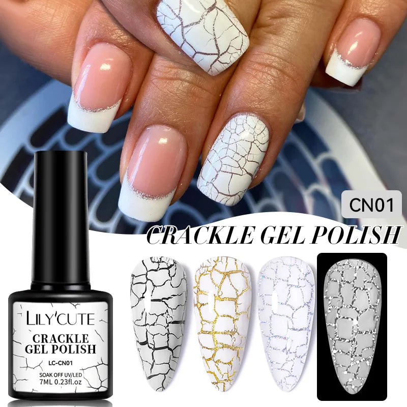 LILYCUTE 7ml Fluorescent Crackle Gel Nail Polish Summer Neon Red Green Vernis Semi Permanent UV Gel Nail Art Manicure For Nails