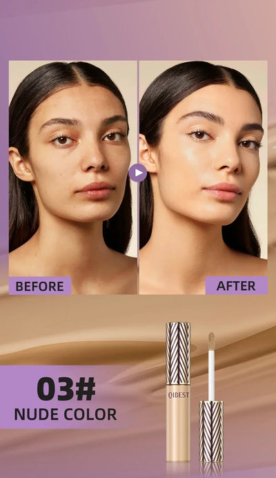 QIBEST Concealer Liquid Foundation Face Makeup Women Brightening Cream Full Coverage Concealer Lasting Modify Corrector Skin