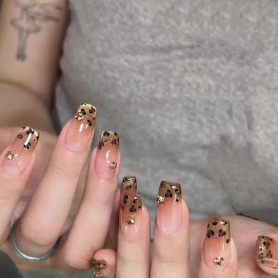 3D Leopard Print Nail Stickers Cute Kawaii Animal Print Gold Black Bow Nails Art Decals DIY Sexy Manicure Stickers Supplies