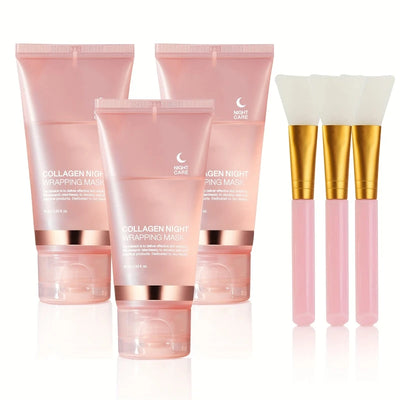 1/2/3box Collagen Wrapping Night Mask with Brush,Deep Moisturizing Care,Contains Collagen & Firming Facial Skin Care for Bedtime