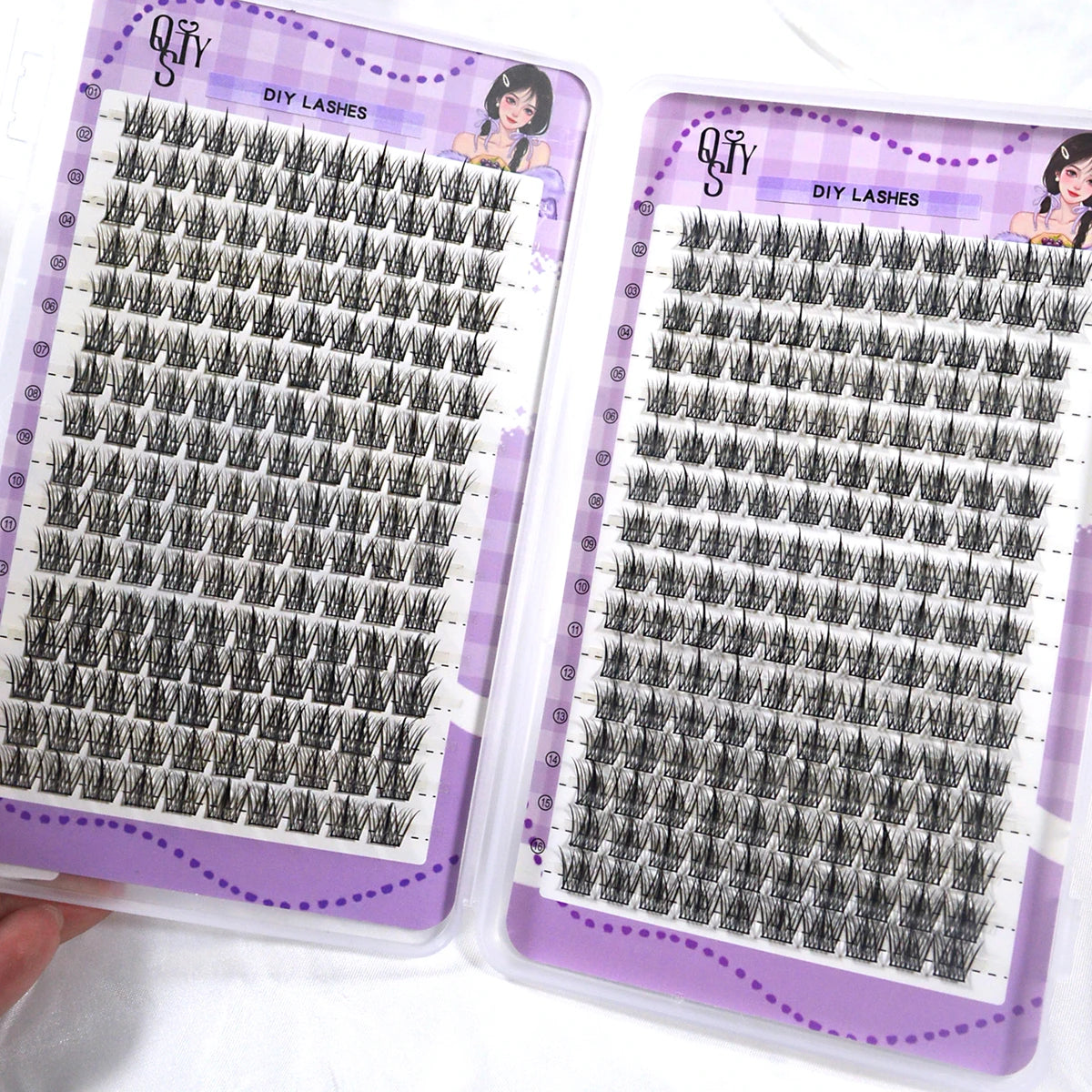 QSTY 32 Rows High Quality Beauty Eyelash Book Eyelash Extension 192-384 PCS Lash Cluster Individual False Eyelashes Clusters