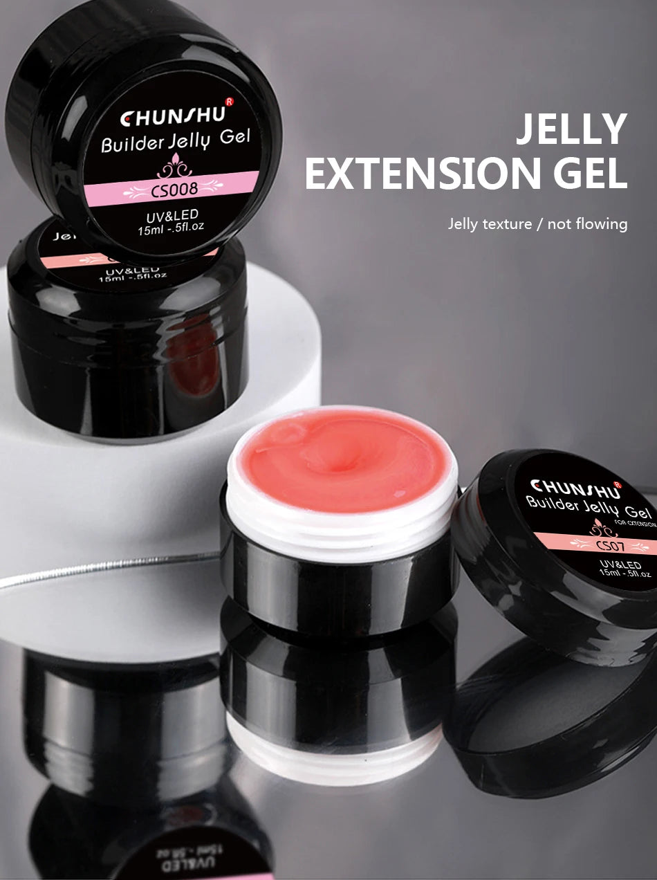CHUNSHU Solid Jelly Extension Nail Gel Polish 15g Poly Builder Construction Gel For Nails Extend Semi Permanent UV White Varnish