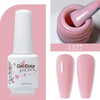 Clou Beaute 8ml Gel Polish Colorful Glitter UV Nail Gel Vernis Semi Permanent Glass Bottle Blue Green White Soak Off Gel Nail