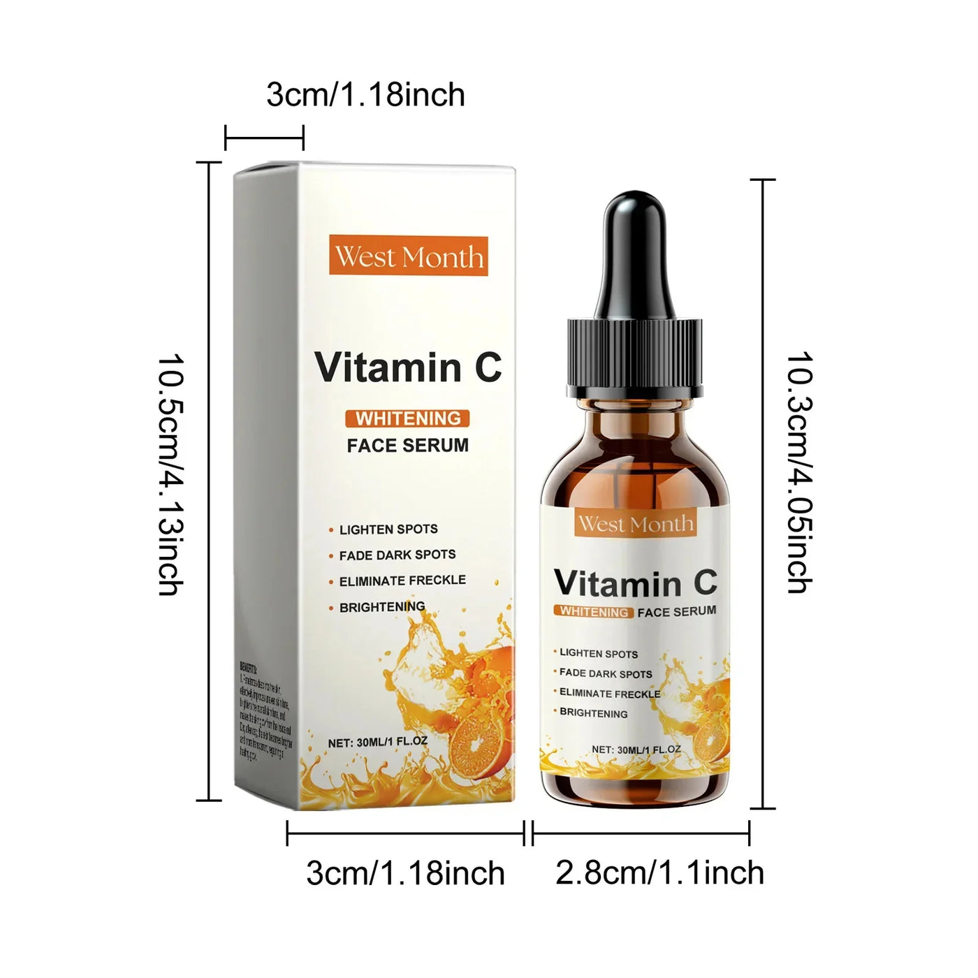 Vitamin C Whitening Serum Remove Freckles Dark Spots Face Essence Fade Melasma Melanin Brighten Repair Dull Skin Care Cosmetics