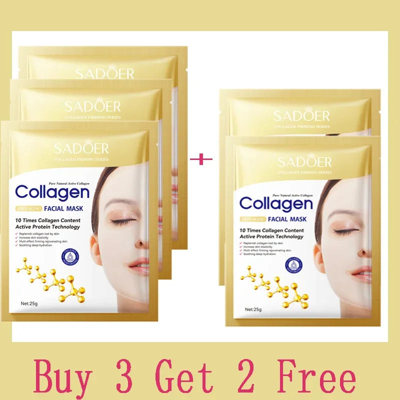 Collagen Anti Wrinkle Facial Mask Anti Aging Fade Fine Lines Firm Skin Moisturizing Brightening SkinCare Korean Cosmetics