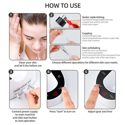 Facial Diamond Microdermabrasion Machine Water Spray Exfoliation Beauty Home Use Blackhead Exfoliation Face Peeling Pore Clean