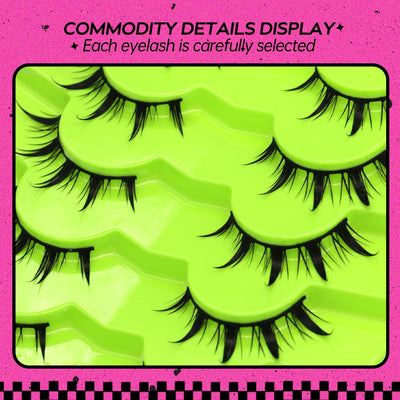 GROINNEYA Cat Eye Lashes Natural long Manga Lashes Faux Mink Eyelashes Winged End Eye Elongated Eyelashes Fake Lashes Soft