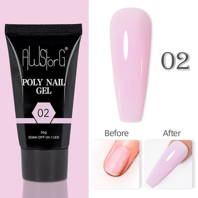 30g Dopamine Sequin Flexible 3D Gel Non Stick Hand Solid Extension Nail Gel Nude Pink White Extension Gel Rhinestone Glue Gel