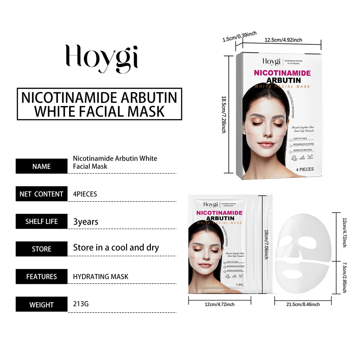 Niacinamide Arbutin Hydrating Mask Deep Hydrating Shrink Pores Firming Refreshing Brightening Facial Sheet Mask for Glowing Skin