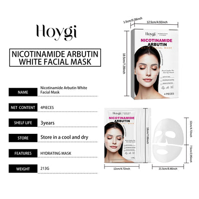 Niacinamide Arbutin Hydrating Mask Deep Hydrating Shrink Pores Firming Refreshing Brightening Facial Sheet Mask for Glowing Skin