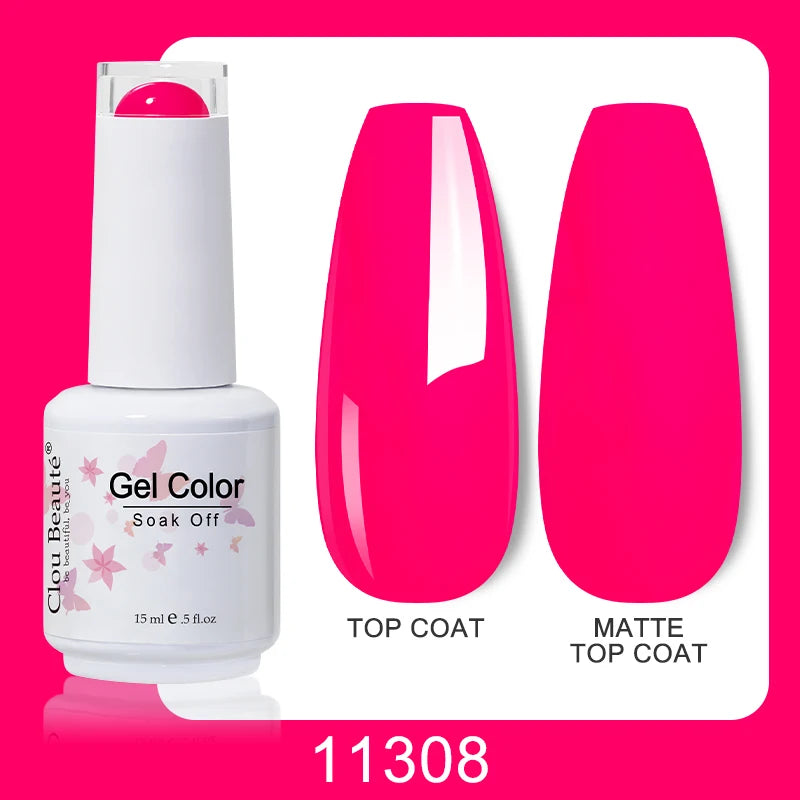 Clou Beaute Nail Gel Polish Kit 15ml Soak Off UVLED Nails Varnish Semi Permanent Nail Art Gels Lacquer Top Base Coat Gel Lacquer