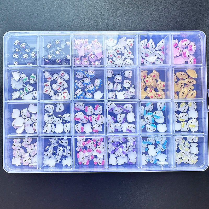 Sanrioed Hello Kitty DIY Nail Art Jewelry Decor Kawaii Kuromi Charms For Manicure DIY Nail Parts Rhinestone Toy Gift for Girls