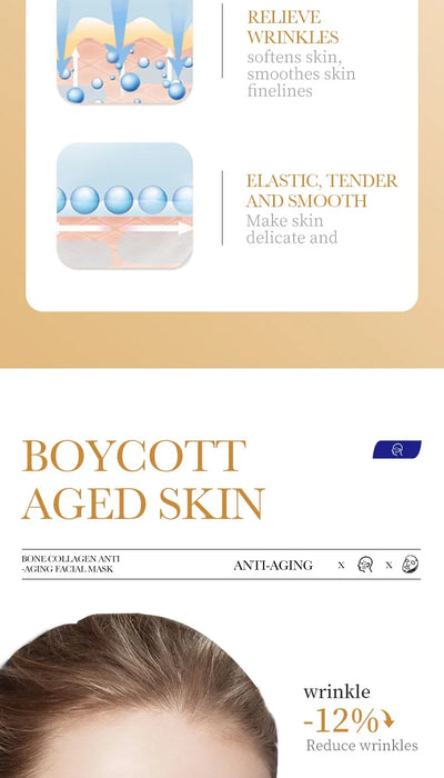 Collagen Anti Wrinkle Facial Mask Anti Aging Fade Fine Lines Firm Skin Moisturizing Brightening SkinCare Korean Cosmetics