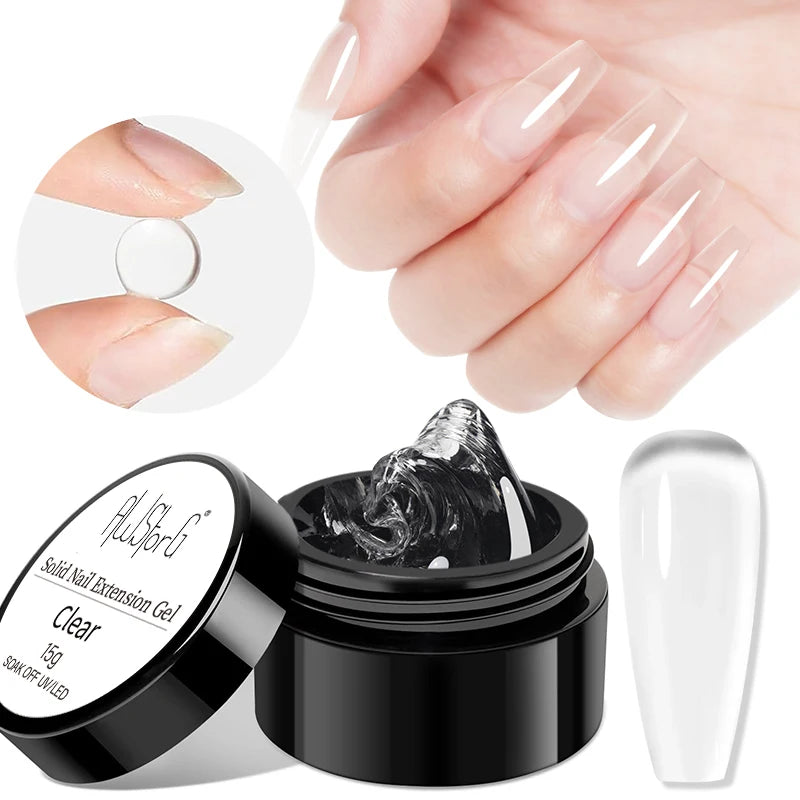 30g Dopamine Sequin Flexible 3D Gel Non Stick Hand Solid Extension Nail Gel Nude Pink White Extension Gel Rhinestone Glue Gel