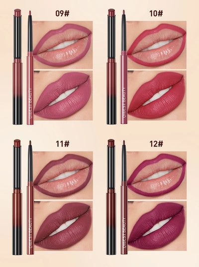 QIBEST Matte Nude Lipstick Pen Long Lasting Lipliner Lip Pencil Waterproof Lip Liner Contour Sexy Red Lip Makeup Set For Women