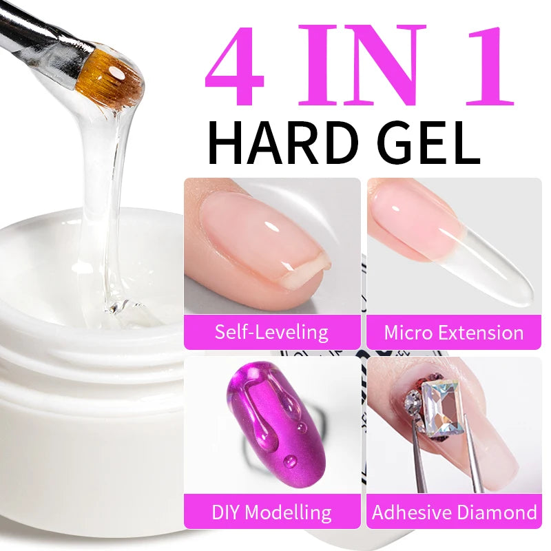 30g Dopamine Sequin Flexible 3D Gel Non Stick Hand Solid Extension Nail Gel Nude Pink White Extension Gel Rhinestone Glue Gel