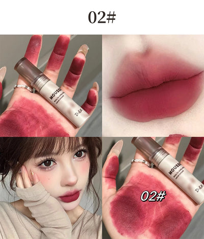 Gothic Matte Black Lipstick Waterproof Mousse Lip Mud Nude Brown Lipstick Moisturize Silky Gloss Makeup Non-stick Lips Tint