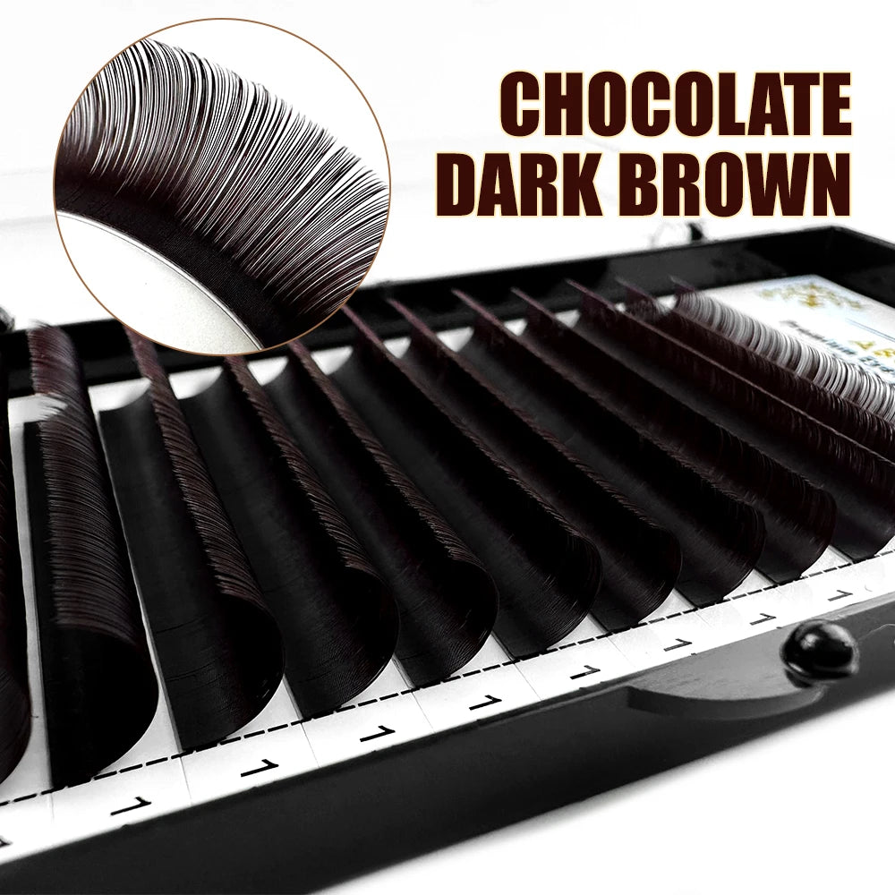 Abonnie Chocolate Dark Brown Individual Eyelash Extension 8-15mm Brown Color False Lashes Mink Eyelash Extension