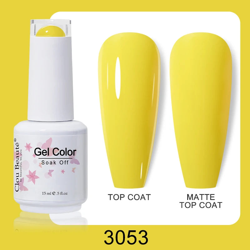 Clou Beaute Nail Gel Polish Kit 15ml Soak Off UVLED Nails Varnish Semi Permanent Nail Art Gels Lacquer Top Base Coat Gel Lacquer