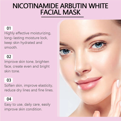 Niacinamide Arbutin Hydrating Mask Deep Hydrating Shrink Pores Firming Refreshing Brightening Facial Sheet Mask for Glowing Skin