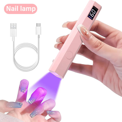 Timing Display Portable Handheld Mini Nail Lamp Family Quick Dry Flashlight Pen Chargeable Nail Dryer Machine Uv Led Nail Lamp