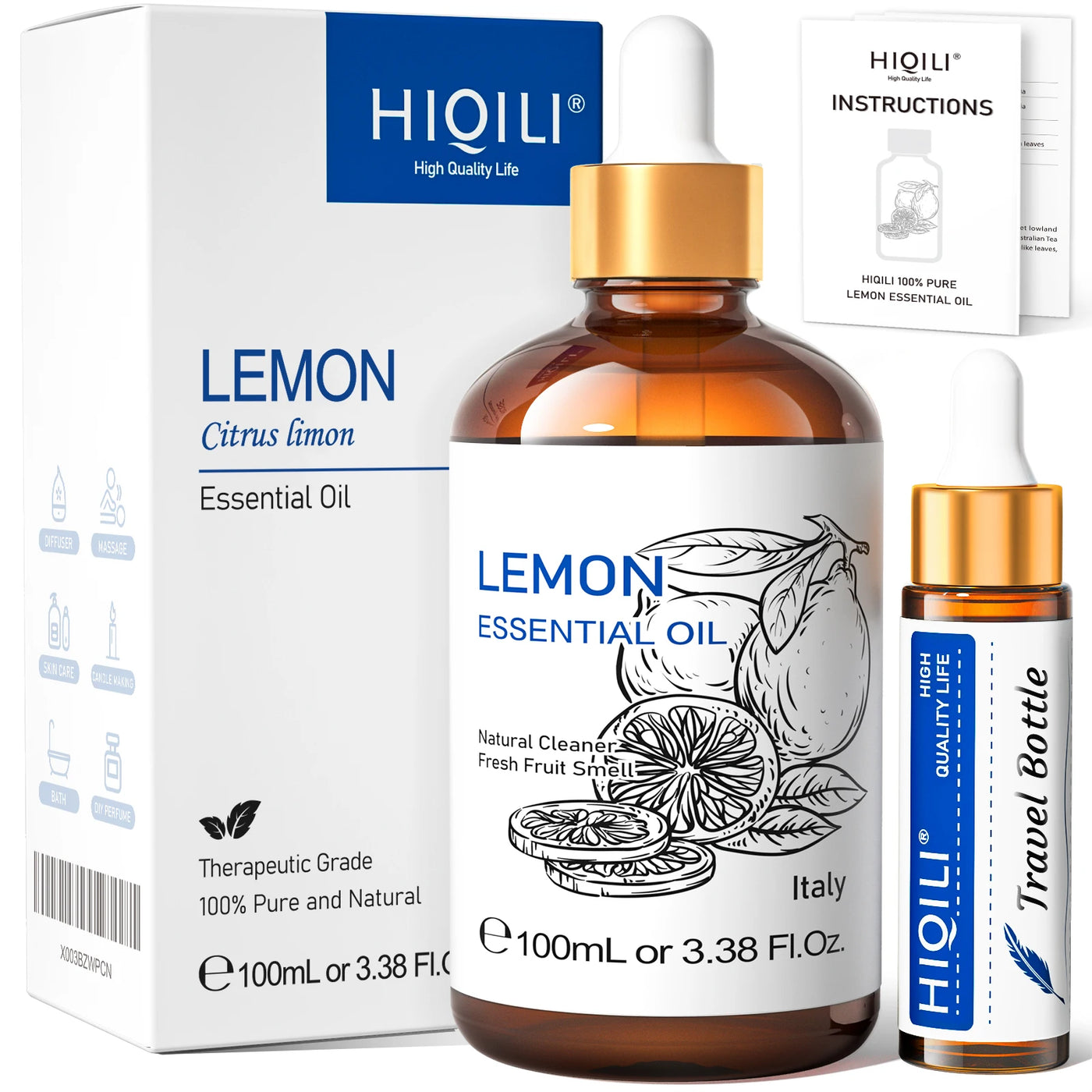 HIQILI 100ML Pure Sandalwood Essential Oil Lavender Jasmine Eucalyptus Peppermint Ylang Ylang Frankincense (Choose Scent)