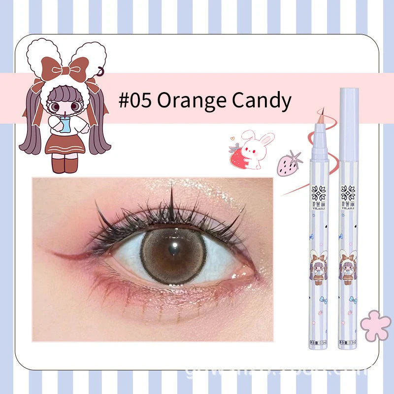 Slanting Ultra-thin Lower Eyelash Eyeliner Pen Liquid Waterproof Tea Grey Smooth Lying Silkworm Eyes Liner Pencil Makeup Tool