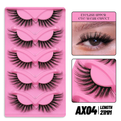 GROINNEYA Cat Eye Lashes Natural long Manga Lashes Faux Mink Eyelashes Winged End Eye Elongated Eyelashes Fake Lashes Soft