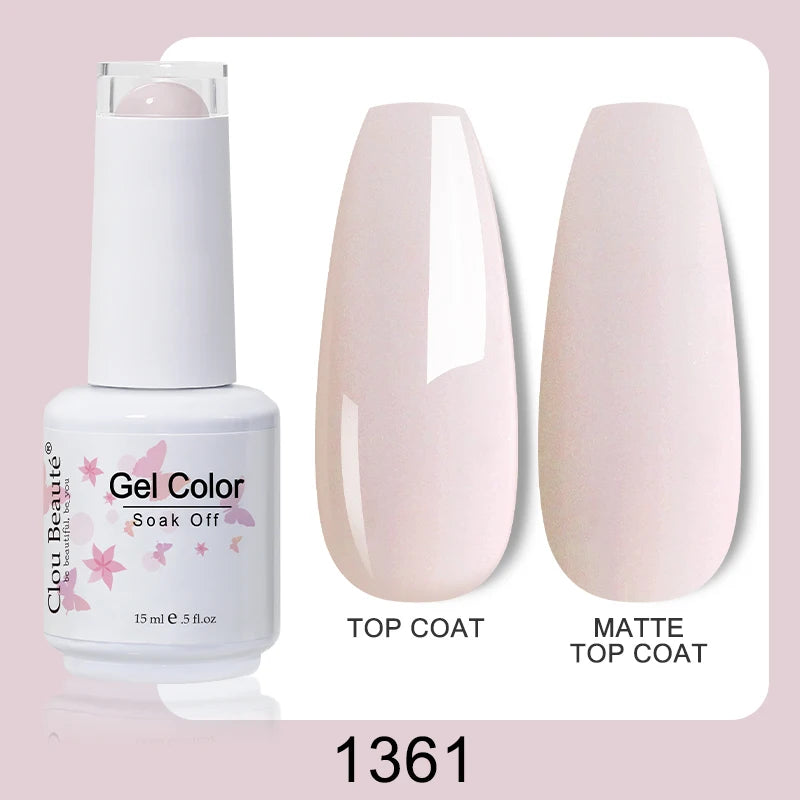 Clou Beaute Nail Gel Polish Kit 15ml Soak Off UVLED Nails Varnish Semi Permanent Nail Art Gels Lacquer Top Base Coat Gel Lacquer