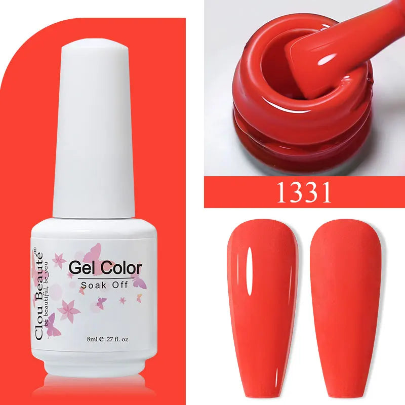 Clou Beaute 8ml Gel Polish Colorful Glitter UV Nail Gel Vernis Semi Permanent Glass Bottle Blue Green White Soak Off Gel Nail