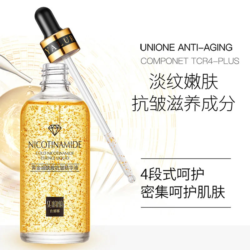 50/100ml Face Serum Nicotinamide Facial Essence Liquid 24K Pure Gold Anti-Aging Moisturizing Refreshing Skin Care