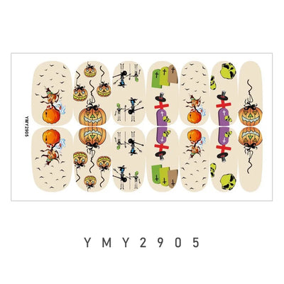 Baking Free Arrival Halloween Nail Stickers Full Sticker Fashion Nail Art Jewelry Wholesale Applique Nail Sticker 14 Tips