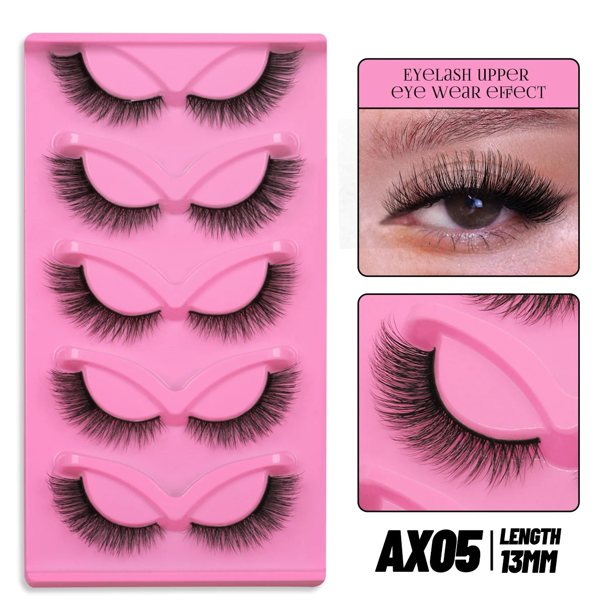 GROINNEYA Cat Eye Lashes Natural long Manga Lashes Faux Mink Eyelashes Winged End Eye Elongated Eyelashes Fake Lashes Soft