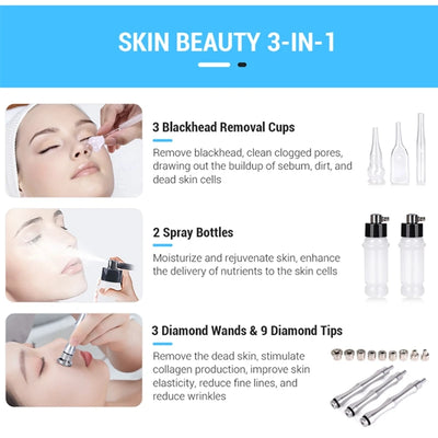 3 IN 1 Diamond Microdermabrasion hydra diamond Beauty Machine Water Spray Suction Blackhead Exfoliation Face Peeling Skin Tools