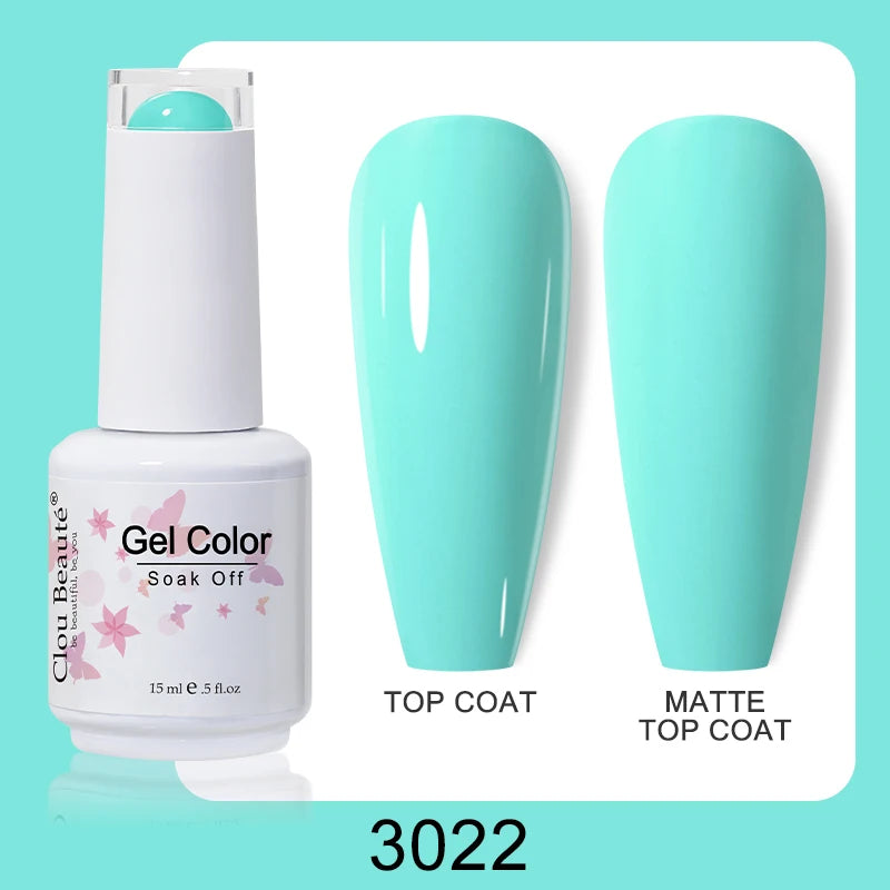 Clou Beaute Nail Gel Polish Kit 15ml Soak Off UVLED Nails Varnish Semi Permanent Nail Art Gels Lacquer Top Base Coat Gel Lacquer
