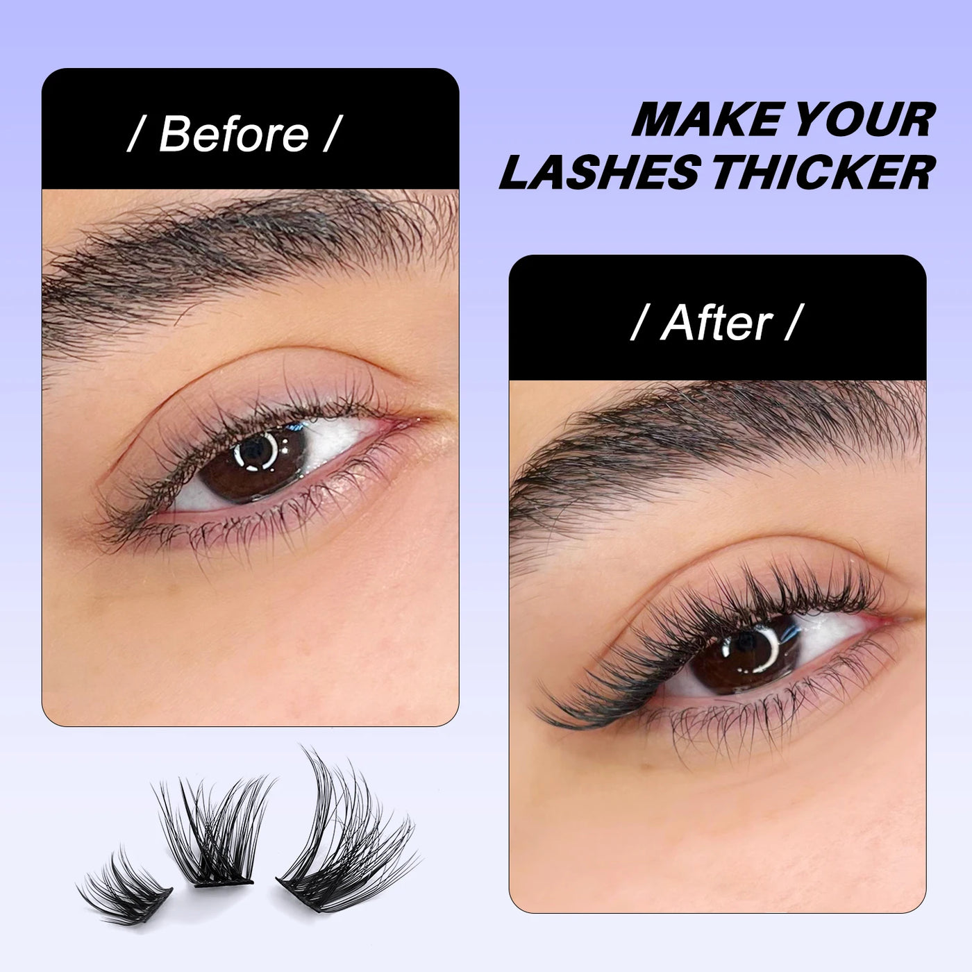 Lash Clusters Set DIY Eyelash Extension Kit Individual False Eyelashes Lash Clusters Bond and Seal and Lash Applicato Makeup