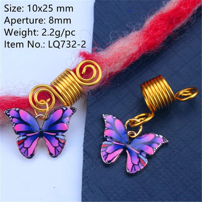 5pcs/bag Hair Braid Bead Butterfly Dreadlock Beads Ring Braiding Hair Sparkly Hair Styling Tool Bohemian Braid Hairs Accessories
