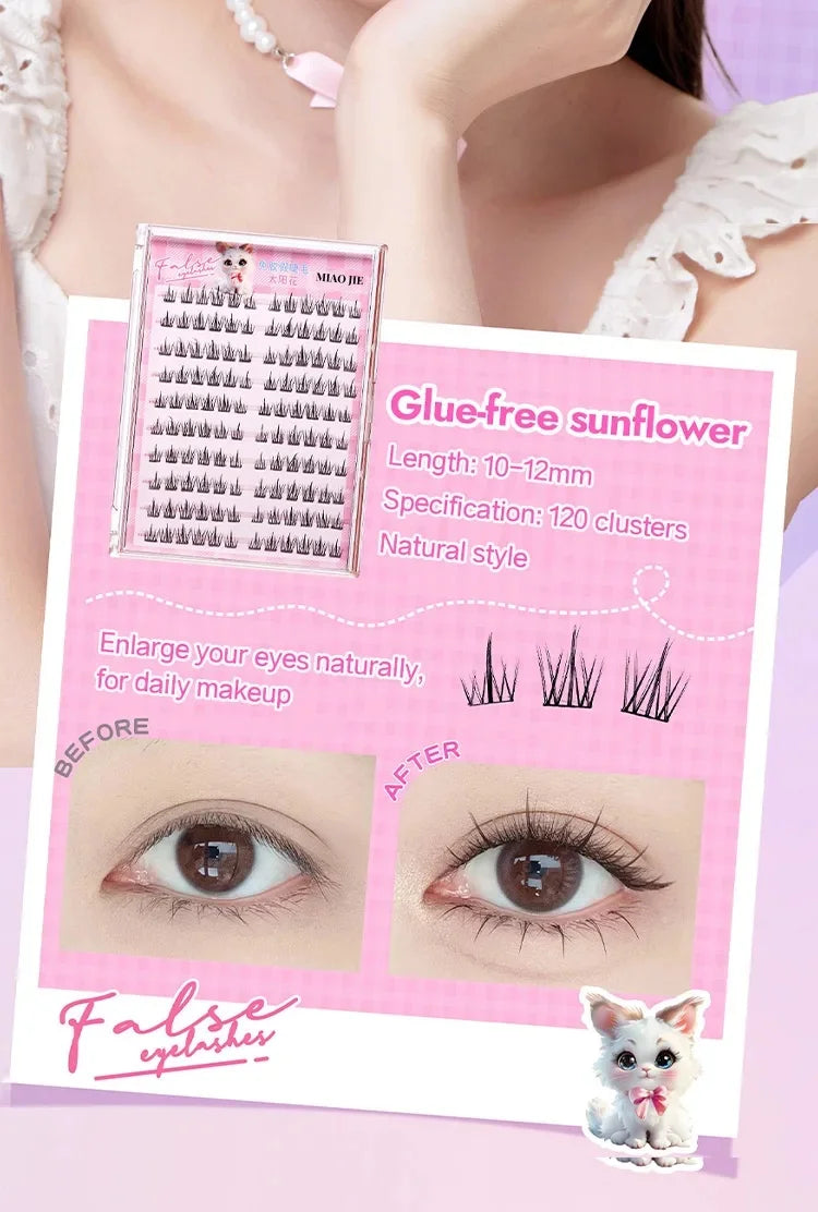 MJ 10 Rows of Large Capacity Glue-free False Eyelashes Single Cluster 10-12MM C-curled Natural Self-adhesive false Eyelashes