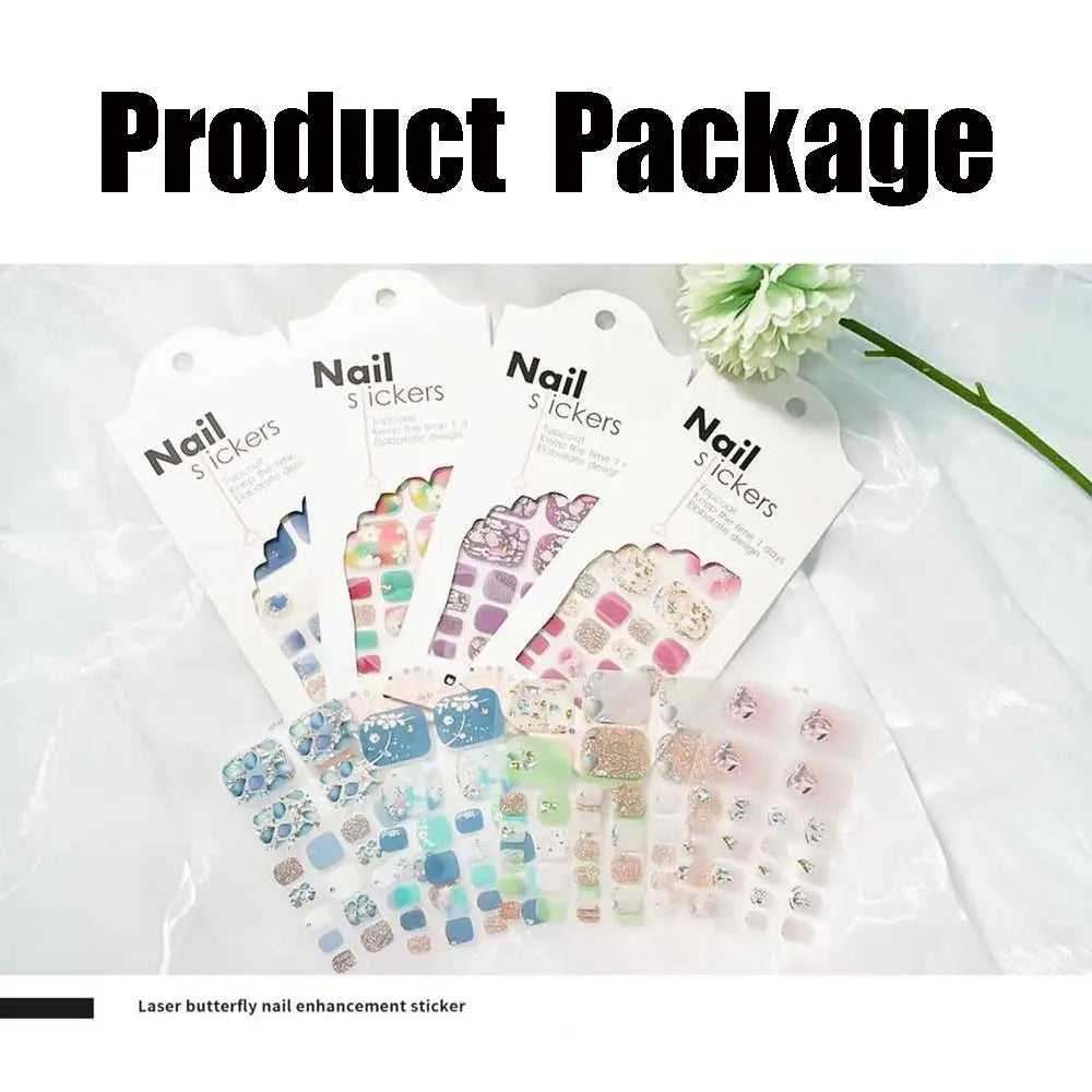 Removable Foot Nail Stickers White Flash Exquisite Toe Nail Sticker Fashion 22 Foot Nail Supplies And Manicure Tools Foot Toe